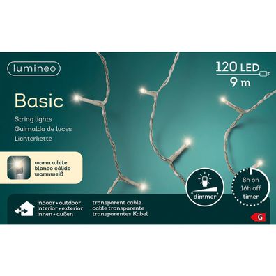 Lumineo LED Lichterkette Basic 900 cm 120 Lichter warmweiß