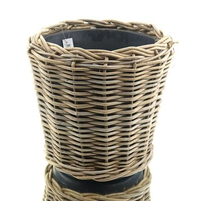 VAN DER LEEDEN DRYPOT® Rattan Pflanzkübel Grau Ø 42 cm - Sylter Körbe