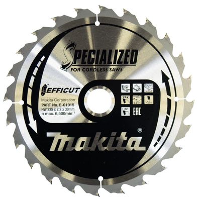 Makita® Zubehör Sägeblatt Holz Ø 235 x 2,2 x 30 mm 24Z Efficut - E-01915