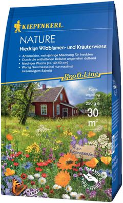 KIEPENKERL® Blumen+Kräuterrasen Niedrige Wildblumen-und Kräuterwiese 250 Gramm