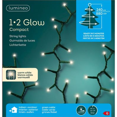 Lumineo LED Lichterkette 1•2 Glow Compact 240 cm 880 Lichter warmweiß