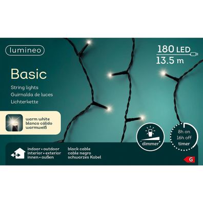 Lumineo LED Lichterkette Basic 1350 cm 180 Lichter warmweiß