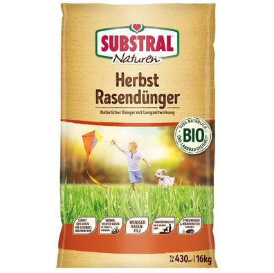 SUBSTRAL® Naturen® BIO Herbstrasendünger 16 kg für ca. 430 m²