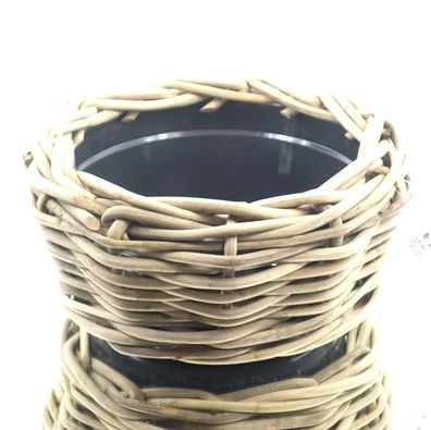 VAN DER LEEDEN DRYPOT® Rattan Pflanzschale Grau Ø 40 cm - Sylter Körbe