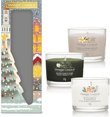 Yankee Candle Geschenkset | 3 duftende gefüllte Signature Votivkerzen