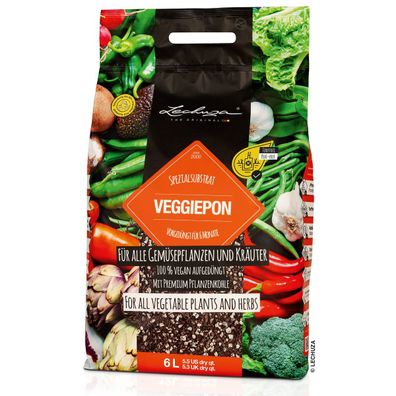 LECHUZA® Zubehör Veggiepon Gemüsesubstrat aufgedüngt vegan & torffrei - 6 Liter