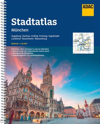 ADAC StadtAtlas M?nchen 1:20 000 mit Augsburg, Dachau, Erding, Freising,