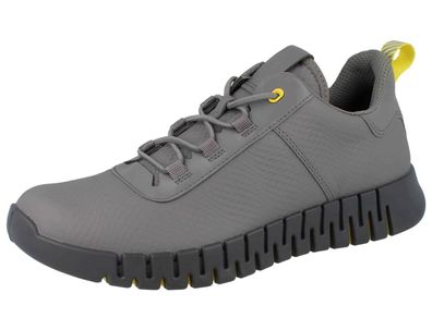 ECCO Gruuv M Herren Halbschuhe Sneaker grau steel buttercup Acier Glattleder