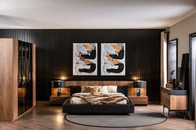 Luxus Hotel Schlafzimmer Set Kommode Kleiderschrank Nachttisch Bett 6tlg