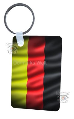 Schlüsselanhänger, 3mm MDF Holz, 60x40mmm | Wehende Deutschlandflagge | mit Ring