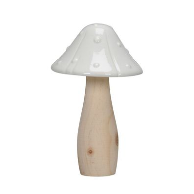 Pilz MAGIC natur weiß aus Holz und Porzellan H20cm Dekopilz Herbst Deko