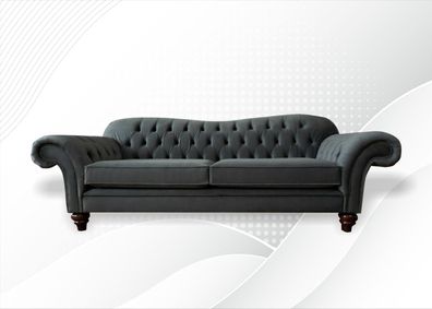 xxl Sofa 4 Sitzer Couch Chesterfield Polster Sitz Garnitur Leder Textil Grau Neu