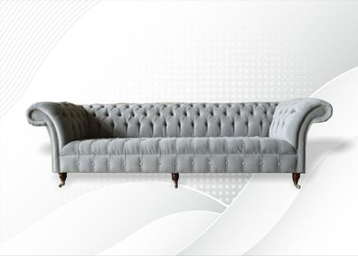 Graue Big Sofa Couch Chesterfield 265cm Polster Sofas 4 Sitzer Leder Textil Neu