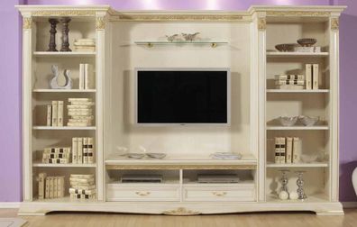 Wohnwand TV-Wand Holz Stil Klassische Italienische Wohnzimmer Möbel Schrank neu