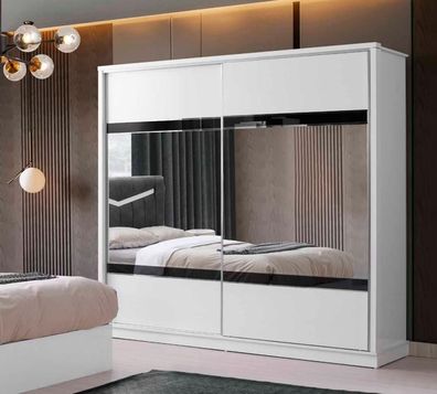 Schlafzimmer Kleiderschrank Rechteckig Form Weiß Einfarbig Modern Design Stil