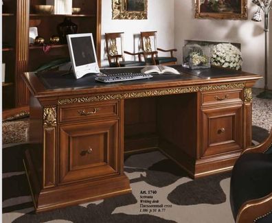 Schreibtisch Büro Tisch Klassischer Designer Office Tische Barock Rokoko Holz