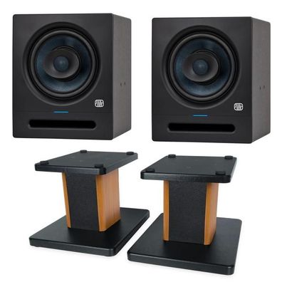 Presonus Studio-Monitor Eris Pro 8 1 Paar mit Boxenständer Palisander