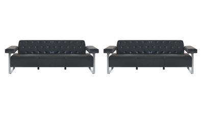 Sofa-Set Büro Ledersofas 2tlg 3-Sitzer Chesterfield Modern Designer