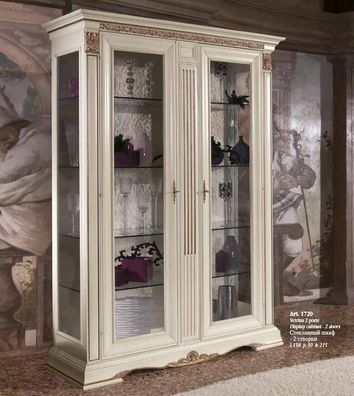 Vitrine Glas Schrank Wohnzimmer Schaufenster 2tlg. Vitrinen Barock Rokoko Italien