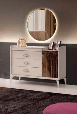 Schminktisch mit Spiegel Beige Gold Zweifarbig Modern Design Rechteckig