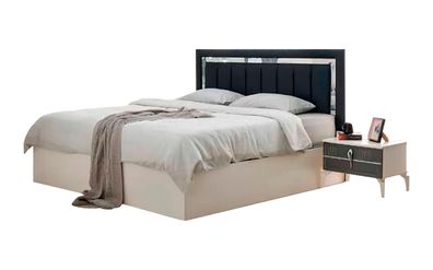 Bett Doppelbett Schlafzimmer Grau Weiß Zweifarbig Modern Design Stil