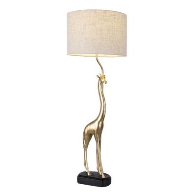 Clayre & Eef Tischlampe Giraffe Ø 30x85 cm Goldfarbig Kunststoff