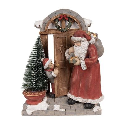 Clayre & Eef Weihnachtsdekoration mit LED-Beleuchtung Weihnachtsmann 18x8x22 cm Rot