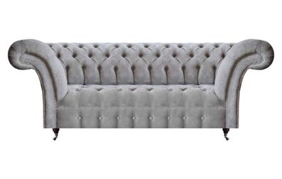 Modern Wohnzimmer Dreisitzer Sofa Polsteritz Grau Couch Chesterfield