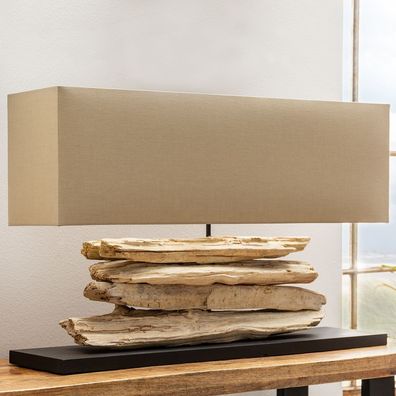 cagü: UNIKAT XL Tischlampe TIMOR Beige Treibholz handgefertigt 80cm Länge