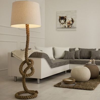 cagü: Design Maritim Stehlampe Schiffstau Beige 160cm Manilahanf handgefertigt