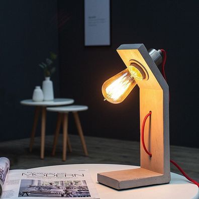 cagü: Design Tischlampe URBANO Grau L-Form Feinbeton 30cm Tischleuchte