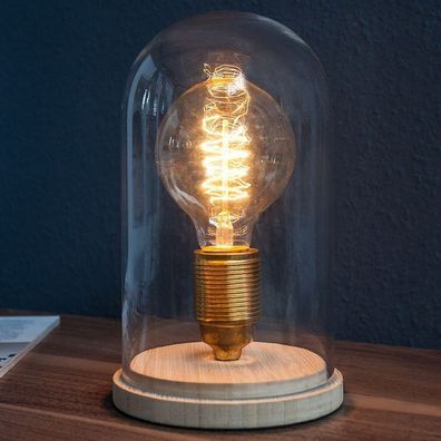 cagü: Design Retro Lounge Tischlampe Electro aus Glas & Holz 20cm Tischleuchte