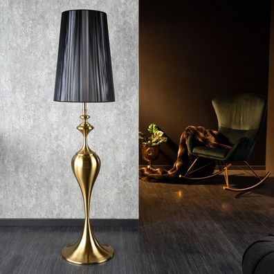 cagü: Edle Design Stehlampe Scarlet Schwarz-Gold glänzend Metall Standfuß 160cm