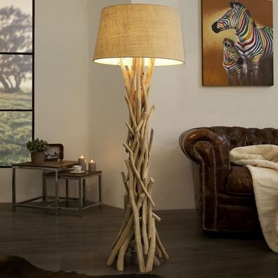 cagü: Design Stehlampe KEMANG Beige Treibholz handgefertigt 155cm Stehleuchte
