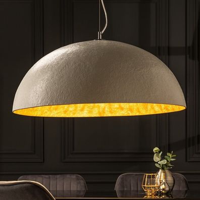 cagü: XL Design Hängelampe BOL Weiß-Gold 70cm Ø Deckenlampe Pendelleuchte