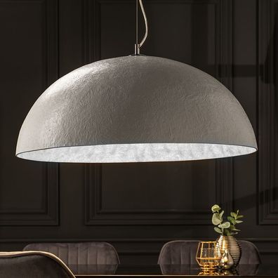 cagü: XL Design Hängelampe BOL Weiß-Silber 70cm Ø Deckenlampe Pendelleuchte