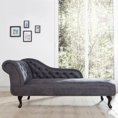 cagü: Edle Design-Klassiker Chesterfield Recamiere Winchester Grau Chaiselounge
