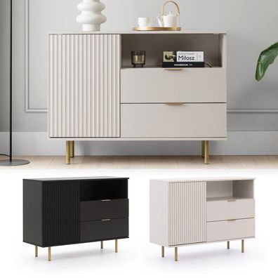 Kommode NUBIA NB-01 mit 2 Schubladen 1 Tür Sideboard 107 cm Anrichte Modern