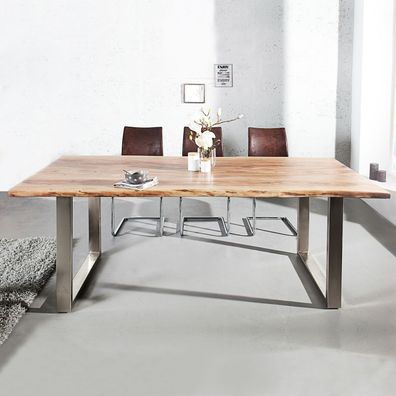 cagü: DESIGN Esstisch TISCH [AMBA] NATUR AKAZIE MASSIV HOLZ 200cm & 35mm PLATTE