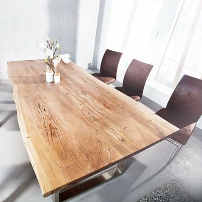 cagü: DESIGN Esstisch TISCH [AMBA] NATUR AKAZIE MASSIV HOLZ 180cm & 35mm PLATTE