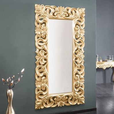 cagü: XXL Romantischer Wandspiegel Florence Gold Antik Barock-Design 180 x 90cm