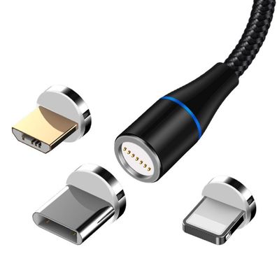 Maxlife MXUC-03 magnetisches Kabel USB - iPhone + USB-C + microUSB 1,0 m 3A schwar