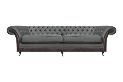 Grau Sofa Zweisitzer Couch Designer Polstermöbel Einrichtung Chesterfield