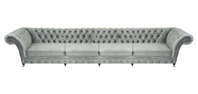 Viersitzer Sofa Couch Designer Grau Polstermöbel Luxus Wohnzimmer Chesterfield
