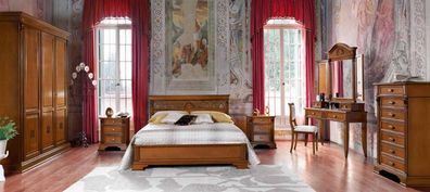 Luxus Schlafzimmer Set 8tlg. Bett + 2x Nachttisch + Schminktisch Designer Möbel