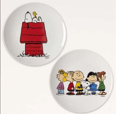 Peanuts Snoopy 2-teiliges Teller Set aus Porzellan Charlie Brown Lucy Linus