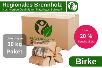 Brennholz Birke Birkenholz Heizung Kaminholz Regional Ofen Trocken 25cm 30kg