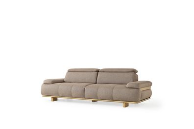 Stilvolle Hellgrauer Dreisitzer Sofa Wohnzimmer Sitzcouchen Textil Möbel