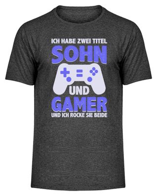 ich habe zwei titel sohn und gamer - Herren Melange Shirt