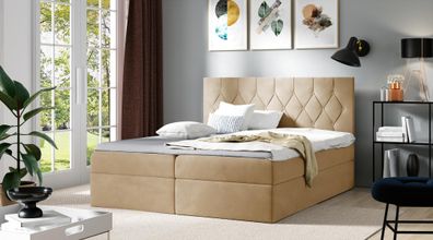 Luxus Boxspring Bett Hotel Betten Polster Funktion Bettkasten 180x200cm Beige